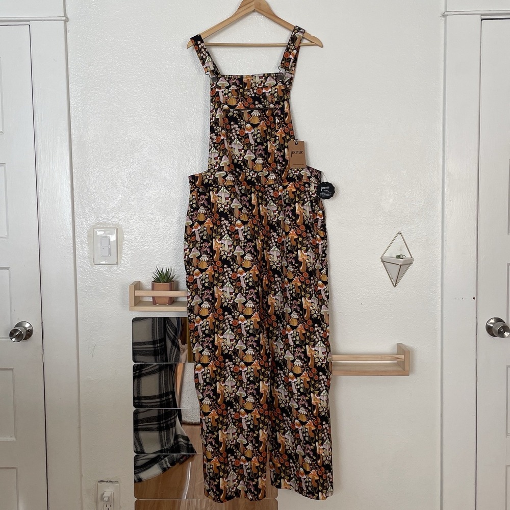 Joanie Size US 14 Leroy Mushroom Print 70s Retro Dungarees Overalls